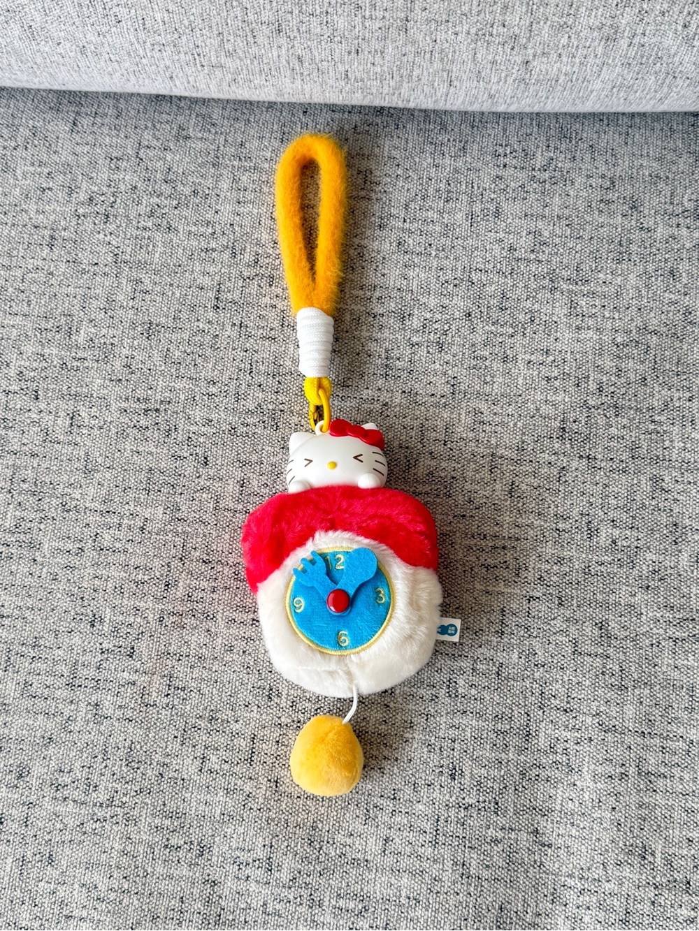 New Hello Kitty Red White Blue Plush Clock Toy Keychain
